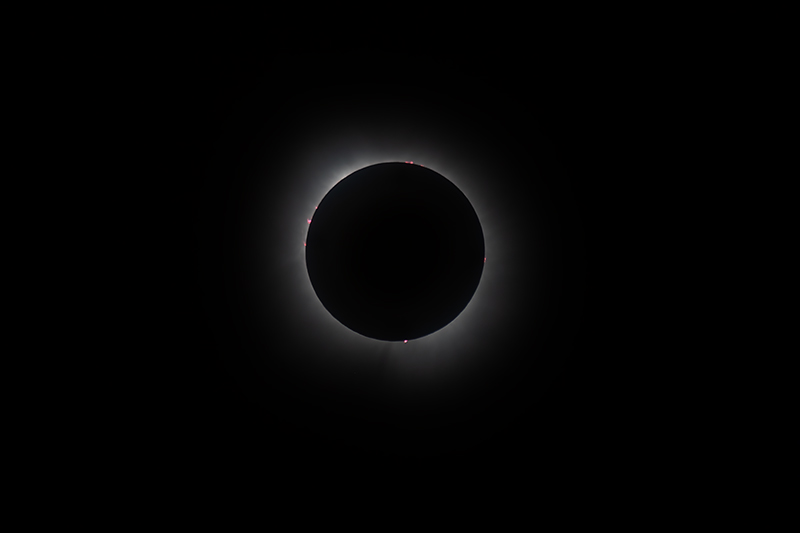 Prominences during totality