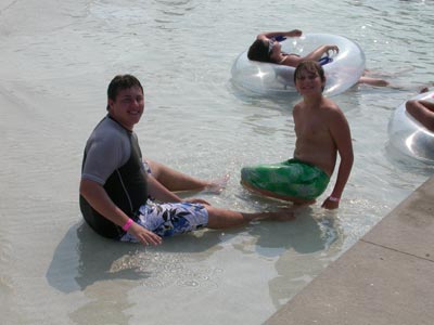 Matt, Andy in wave pool