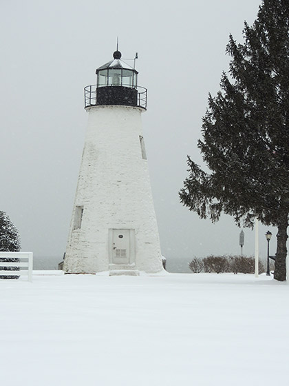 Concord Point Lighthouse in the snow