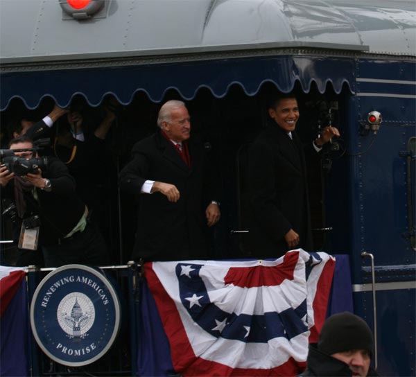 Obama and Biden Waving